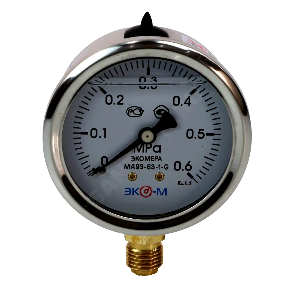Манометр рад гидр МД93 0-0,6МПаДк63 G1/4" глиц нерж ЭКОМЕРА