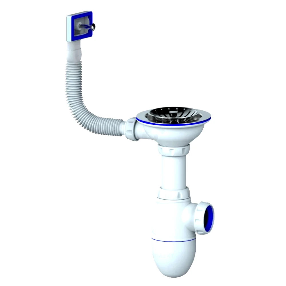 Сифон мойки бут г/пер 3 1/2"x40 нерж/сетка Unicorn B410P