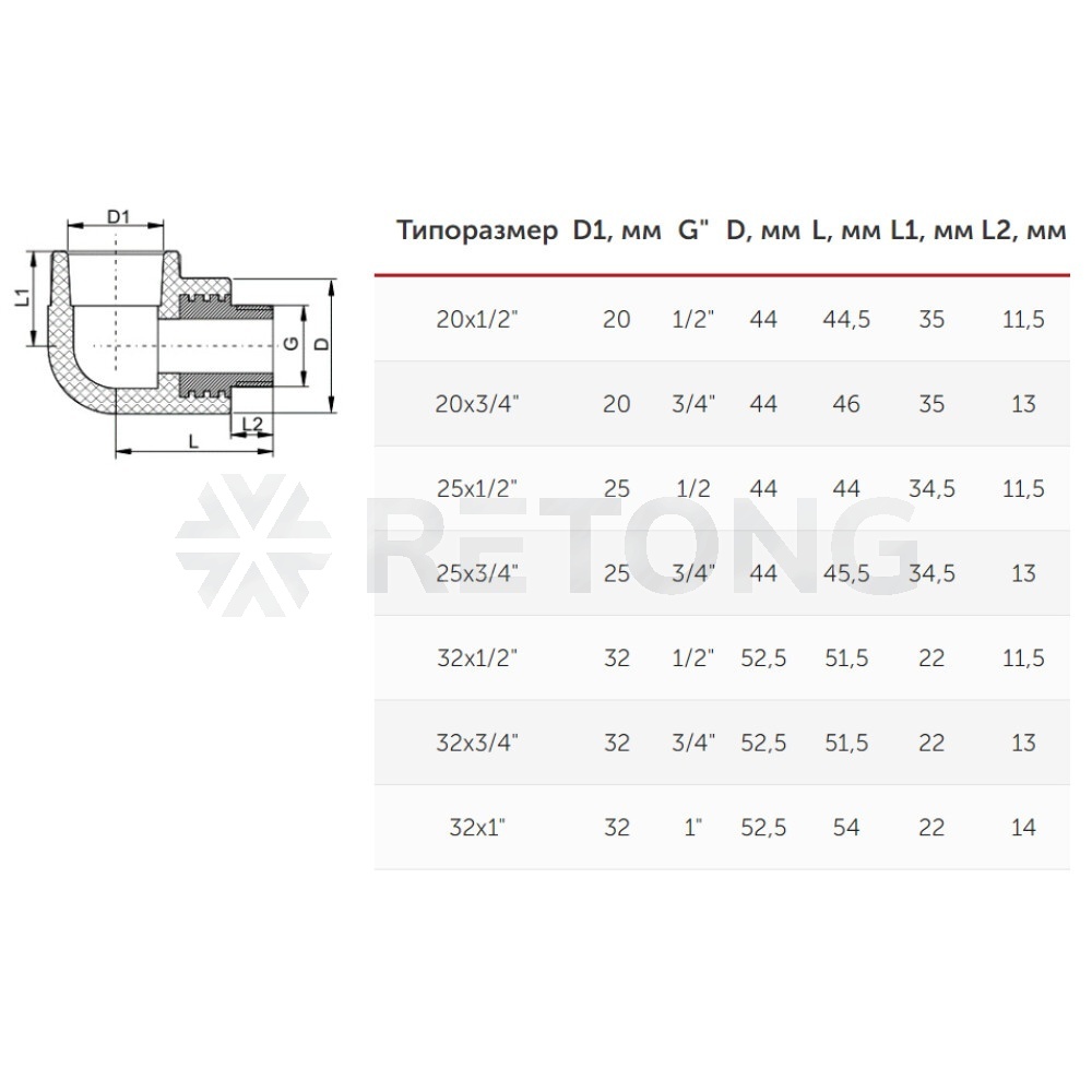 Угольник PP-R бел комб Дн20х3/4" НР VALFEX 10126220
