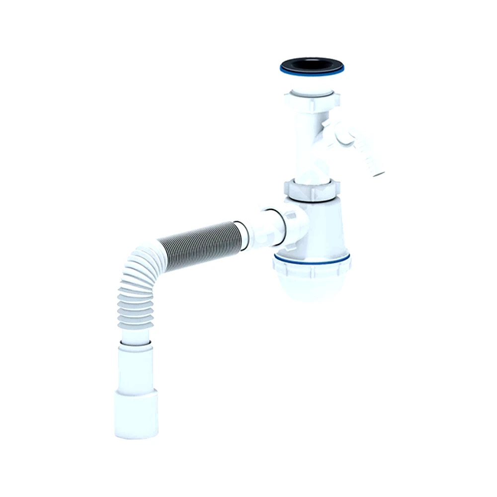 Сифон умыв/мойка бут 1 1/2"x40 гофр 40х40/50 отв нерж/сетка Ани Грот АНИ Пласт A1015