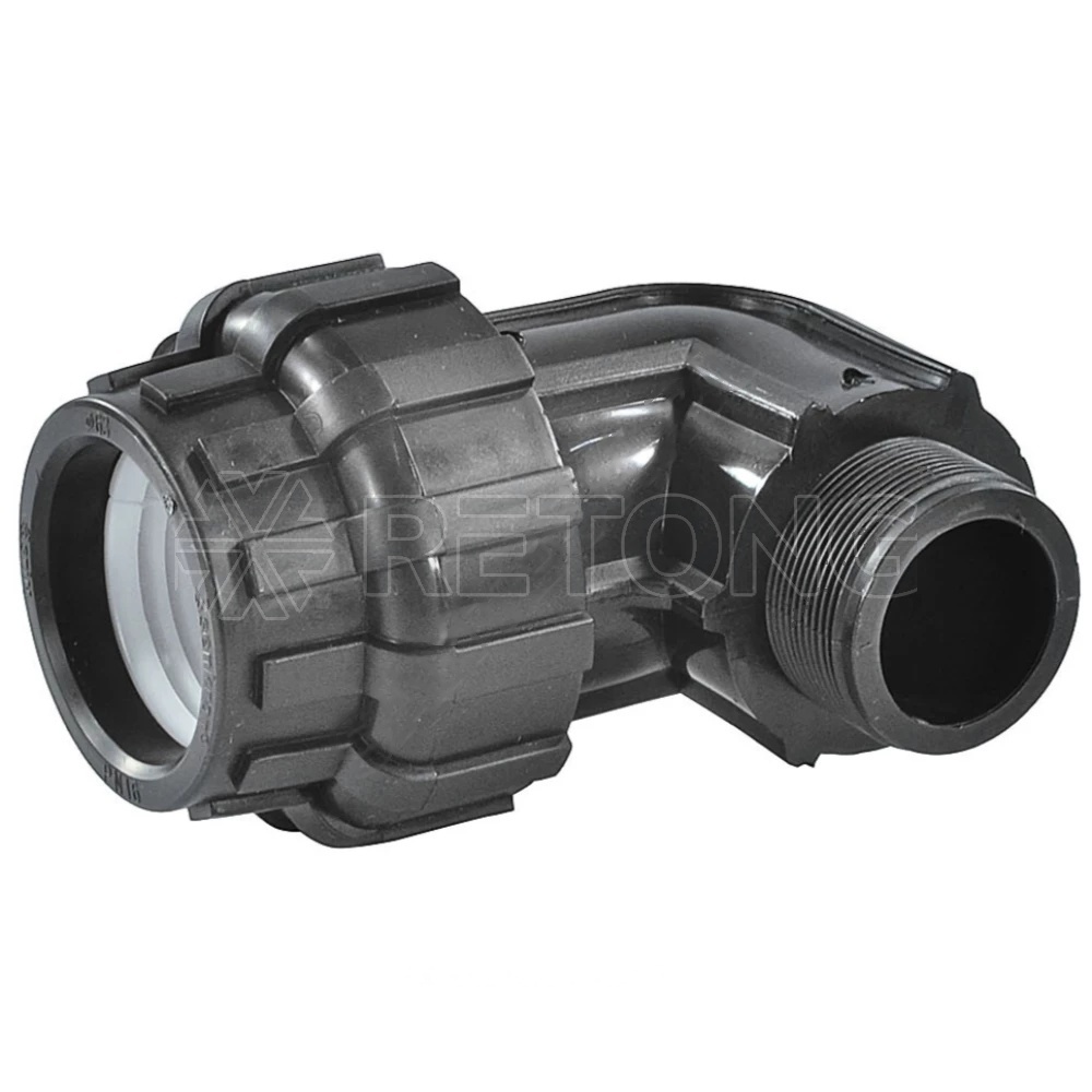 Отвод компресс ПЭ Дн63х2"х90гр НР 1000311