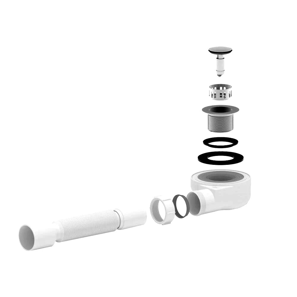 Сифон д/поддона h=55мм 1 1/2"x50 гофр 40х50 клик-клак АНИ Пласт E455CLS