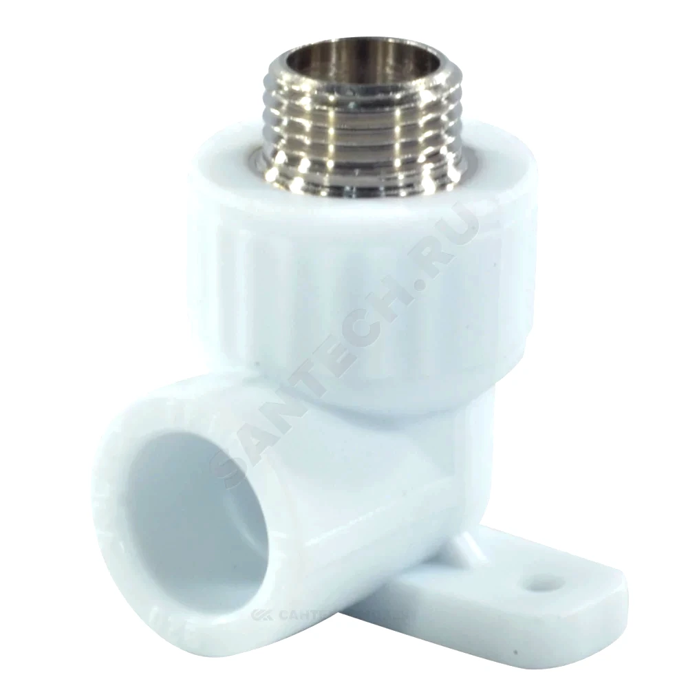 Угольник PP-R бел комб Дн25х1/2" НР с креплением VALFEX 10121025