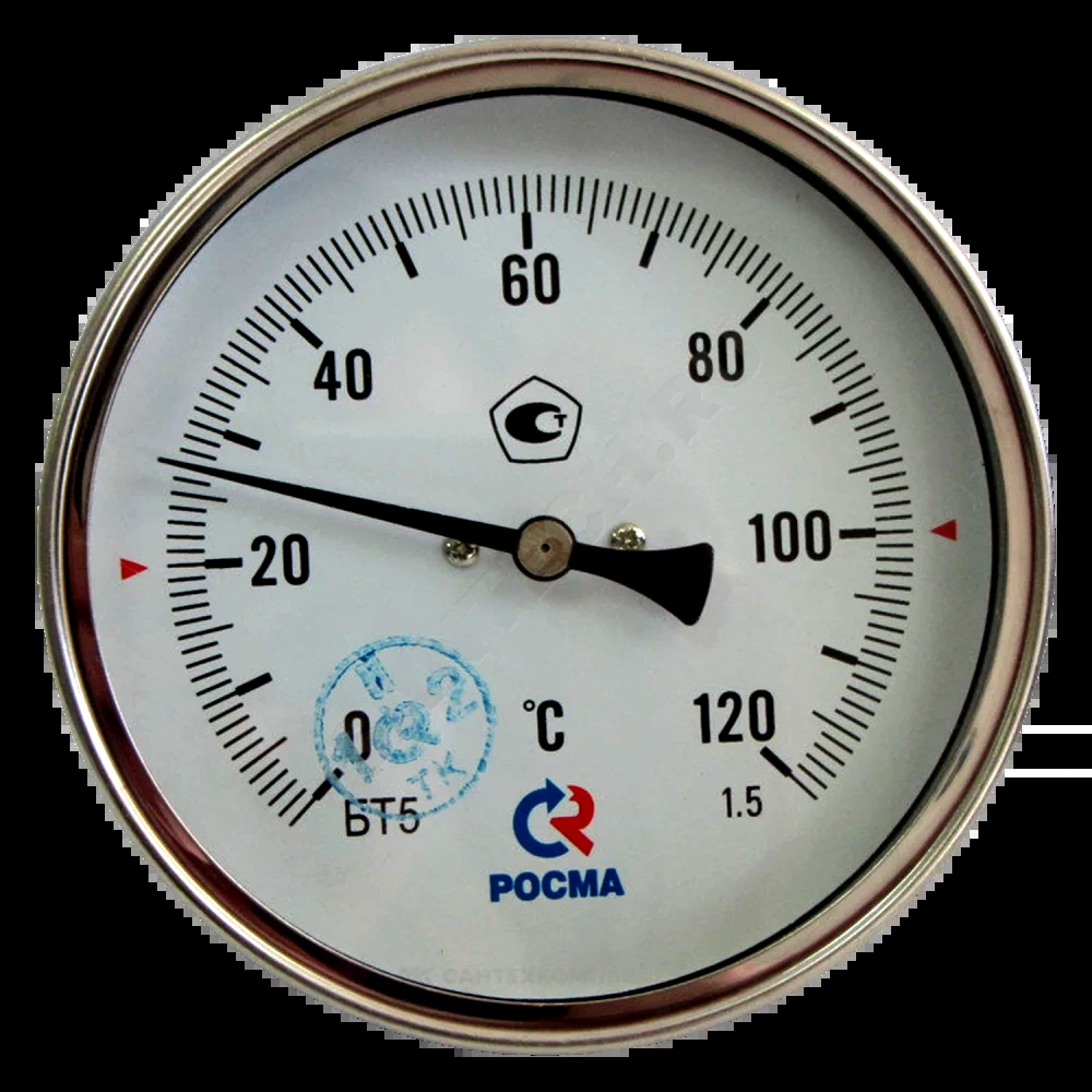Термометр биметалл БТ-41.211 120С Дк80 L=100 G1/2" осев Росма 00000002462
