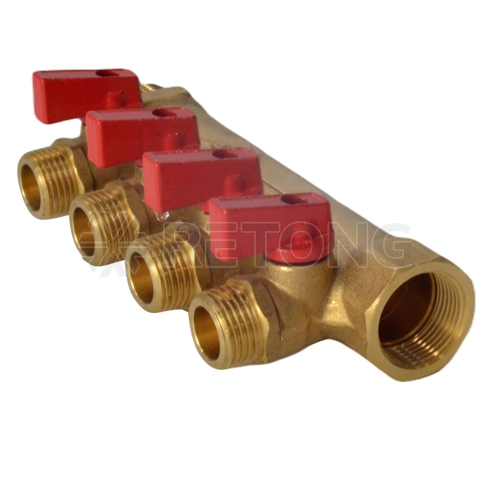 Коллектор лат шар/к красн 3/4" м/р 4в 1/2" н/р 35мм Aquasfera 9026-03