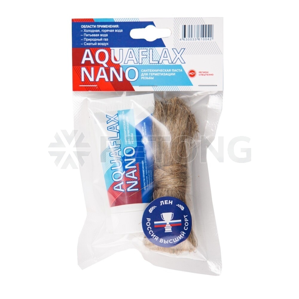 Набор для уплотнения резьбы лен (РФ) 15гр+паста 30гр AQUAFLAX NANO 04050 .