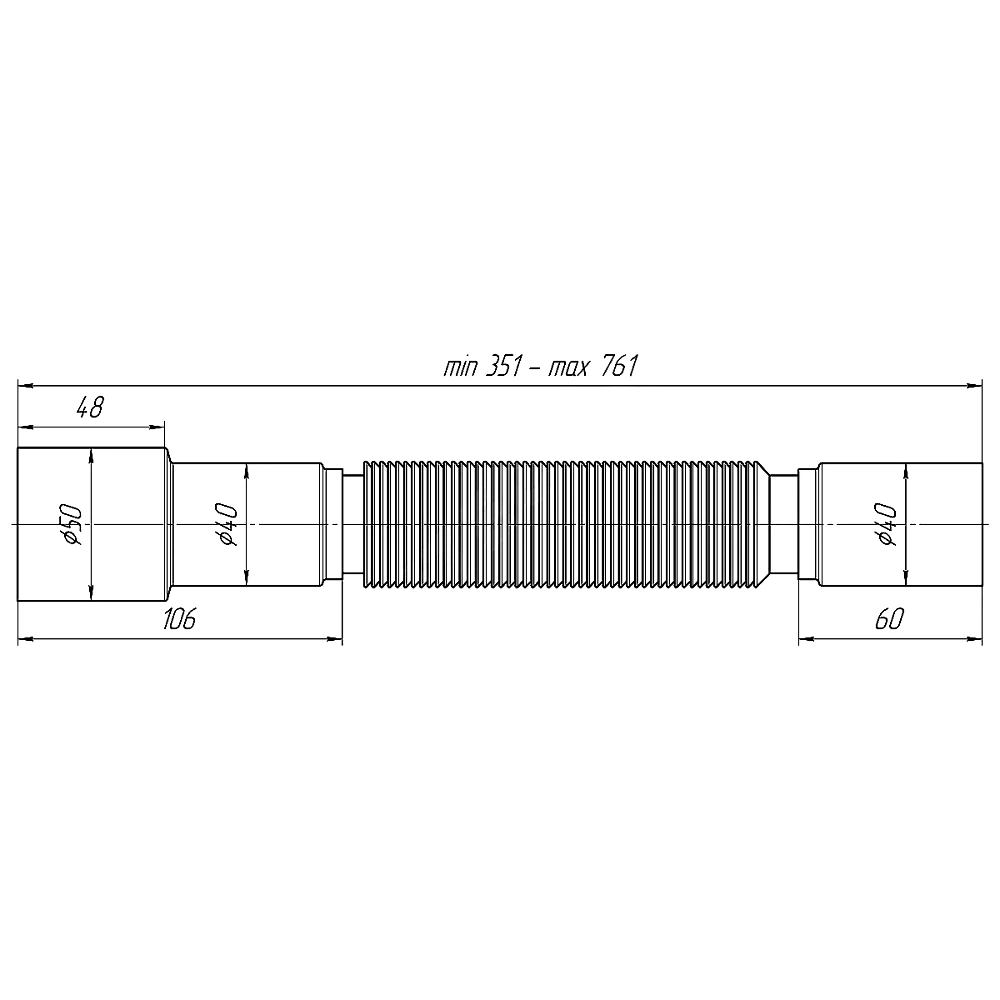 Гофра 40х40/50 L=365-800мм АНИ Пласт K406