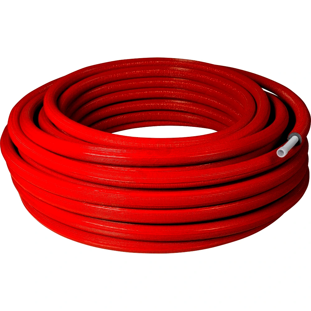 Труба PE-Xa/EVOH изол 6мм крас Дн16х2,2 Ру10 Т95C 100м РОС