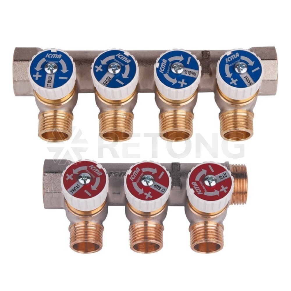 Коллектор лат клап рег 3/4" м/р 3в 1/2" н/р 37мм Icma 87227PB06