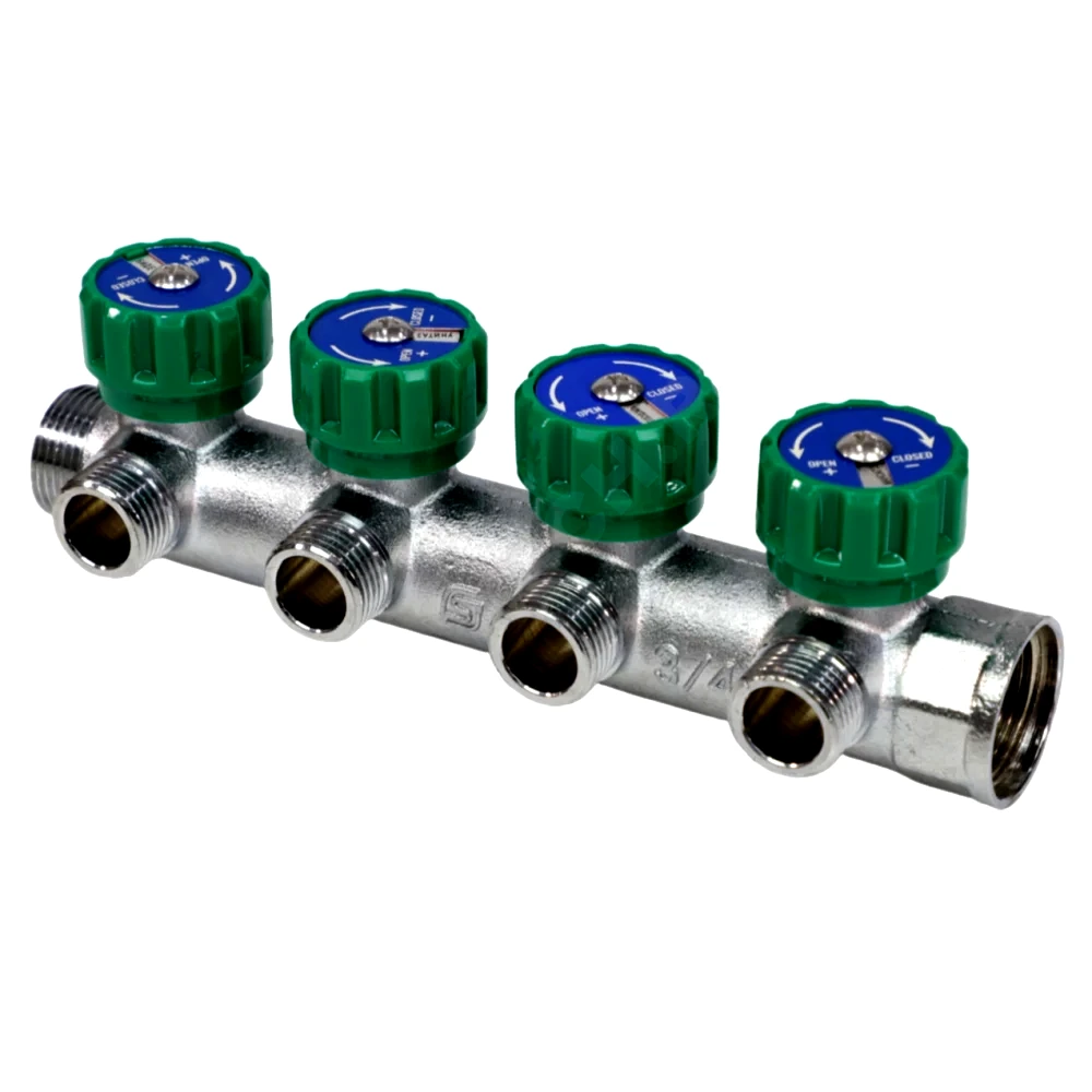 Коллектор лат клап рег 3/4" м/р 4в 1/2" ПУ н/р 45мм M110 SantechSystems