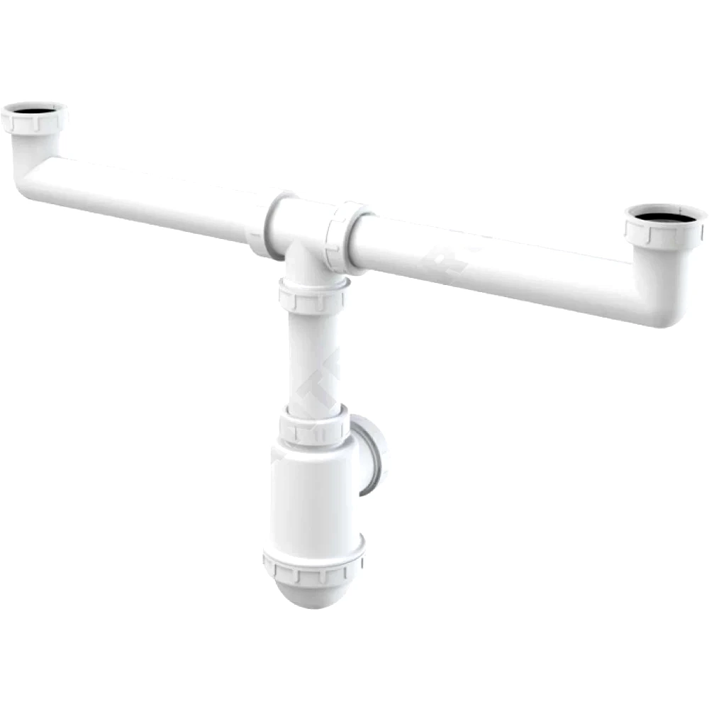 Сифон мойки 2чаши бут б/вып 1 1/2"x40/50 Alca A448-DN50/40