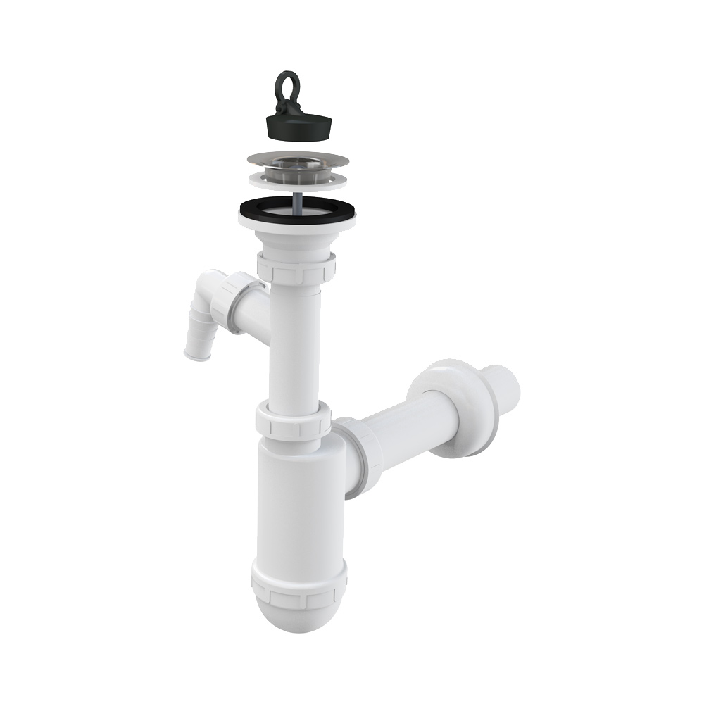 Сифон умыв бут лит/вып 1 1/4"x40 пр/тр 40 отв нерж/сетка Alca A41P