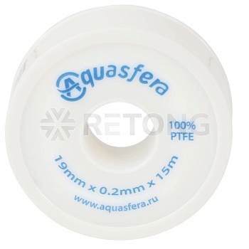 Лента ФУМ PTFE катушка 19ммх0,2ммх15м вода 6020 Aquasfera 6020-04