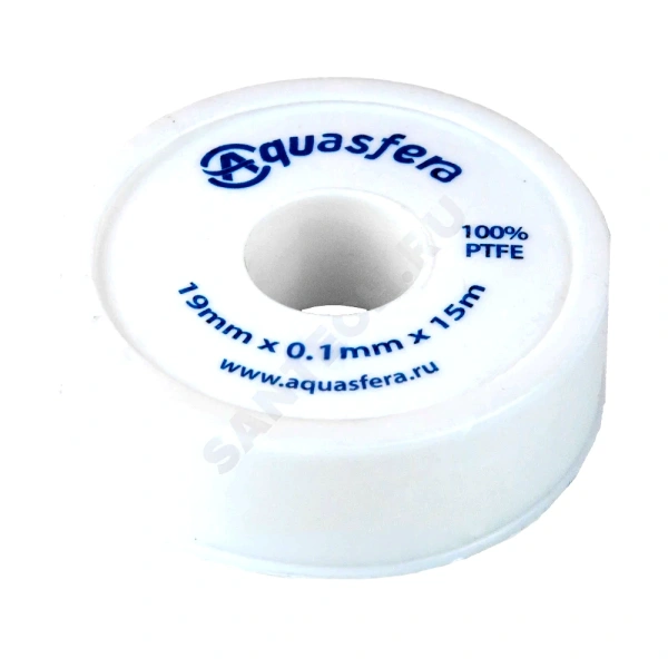 Лента ФУМ PTFE катушка 19ммх0,1ммх15м вода 6020 Aquasfera 6020-03