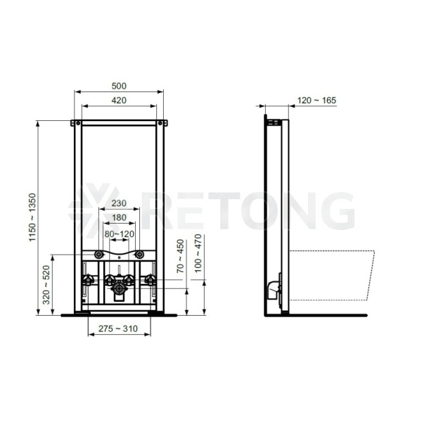 Инсталляция д/биде PROSYS  Ideal Standard R016267