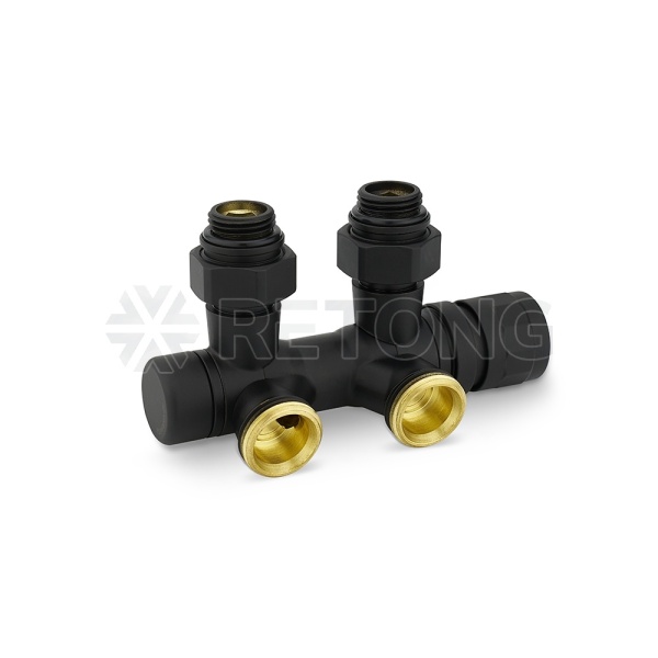 Узел нижнего подключения Varmega VMDV25-200415, 1/2"х3/4"EK, универсальный, черный
