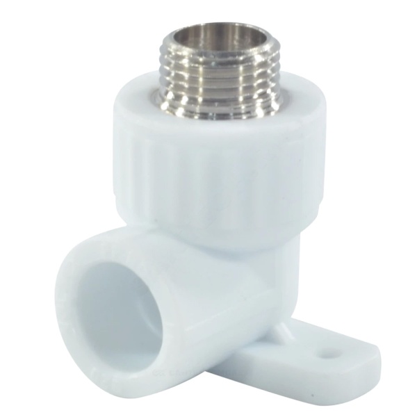 Угольник PP-R бел комб Дн25х1/2" НР с креплением VALFEX 10121025