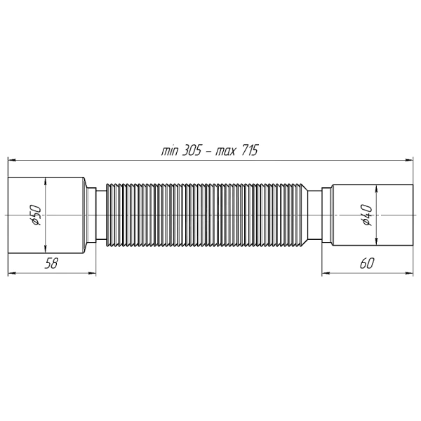 Гофра 40х50 L=305-715мм АНИ Пласт К405