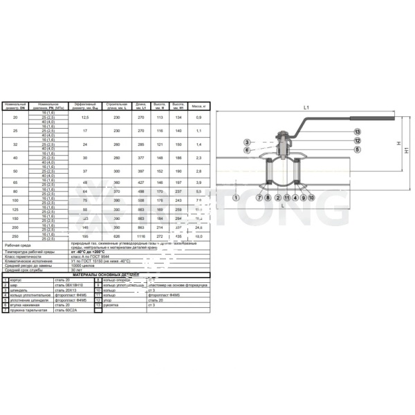 Кран шар ст газ GAS PRO 11с67п Ду25 Ру40 п/привар Маршал 2ЦП.00.1.040.025/020