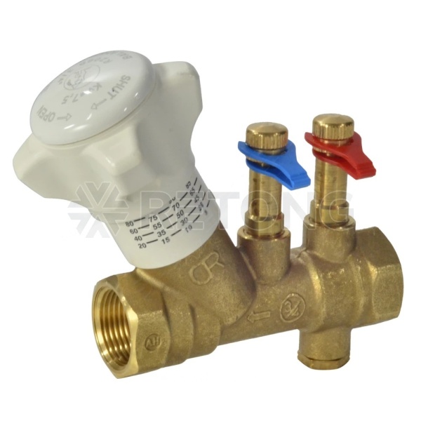 Клапан, Giacomini, R206B, балансировочный статический, DN-15, 1/2", ВВ, PN, бар-25, T°C -110, латунь
