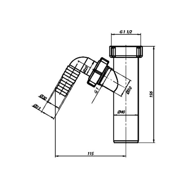 Патрубок д/сифона 1 1/2"x40 отв АНИ Пласт M140
