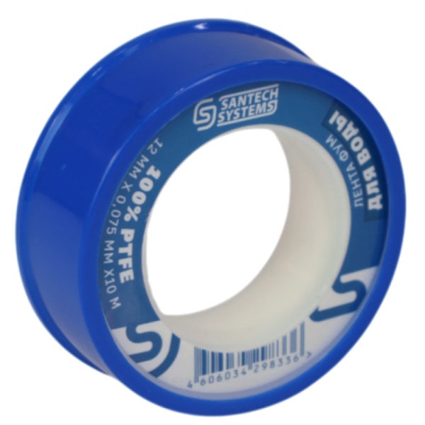 Лента ФУМ PTFE катушка 12ммх0,075ммх10м вода FU10 SantechSystems