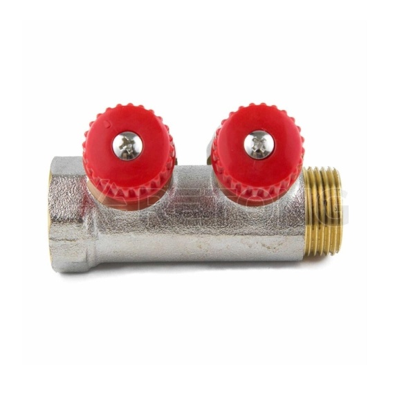 Коллектор лат клап рег красн 3/4" м/р 4в Дн16 обжим мп 35мм Aquasfera 7018-03