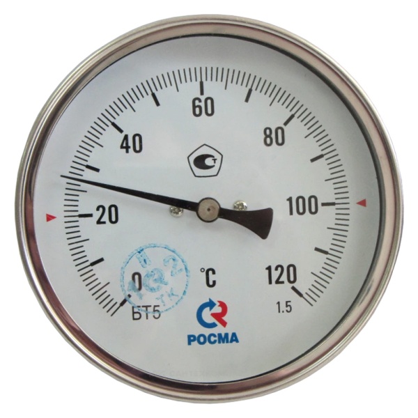 Термометр биметалл БТ-41.211 120С Дк80 L=46 G1/2" осев Росма 00000002463
