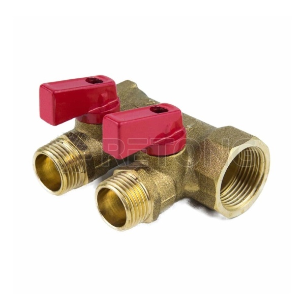 Коллектор лат шар/к красн 3/4" м/р 2в 1/2" н/р 35мм Aquasfera 9026-01