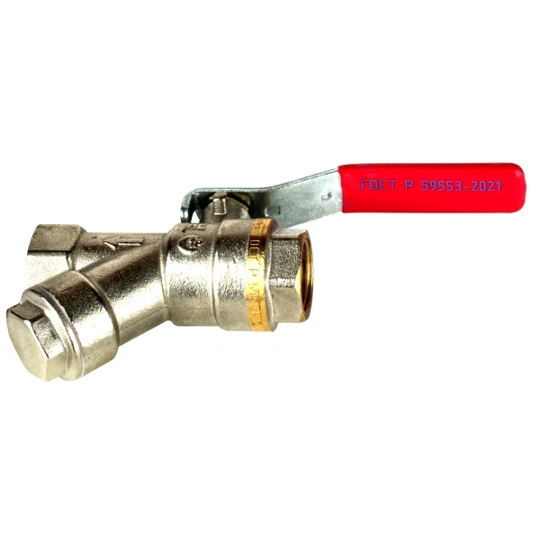 Кран-фильтр шар лат 1014 Euro Ду20 Ру30 м/м полн рыч Aquasfera 1014-02 .
