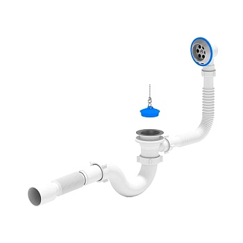 Сифон д/ванны труб проб/цеп 1 1/2"x40 гофр 40х50 нерж/сетка АНИ Пласт E155