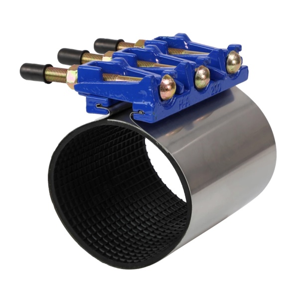 Хомут ремонтный нерж Ду125 (130-145)мм L=200 чугун/зам Benarmo 8