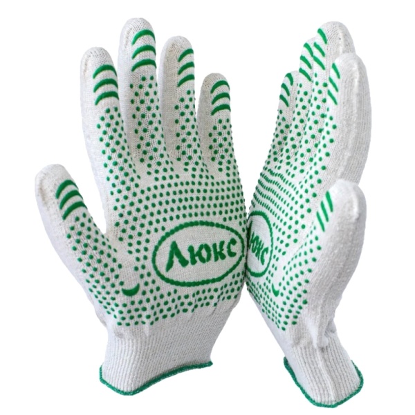 Перчатки (пара) трикотаж Люкс 13класс ПВХ с протектором ПЕР13.02