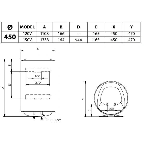 Водонагр эл накоп 120л верт PRO1 R ABS 120 V 1,8кВт Ariston 3700522