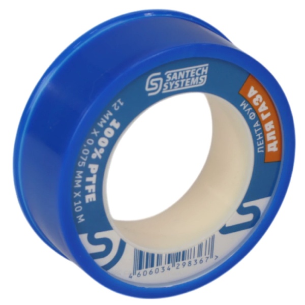 Лента ФУМ PTFE катушка 12ммх0,075ммх10м газ FU20 SantechSystems