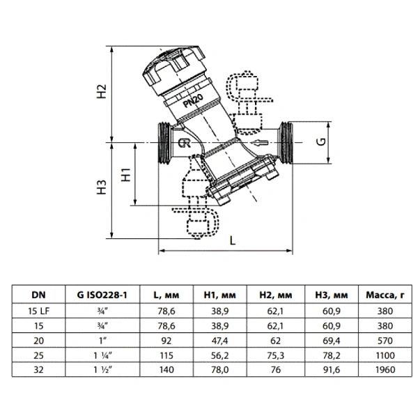 Клапан баланс авт лат AQT-R Ду20 Ру20 р/р нип Ридан 003Z1813R