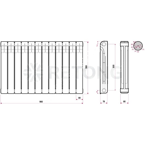 Радиатор бимет SIGMA BM 500 500 12 секц 1908Вт Ogint