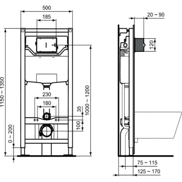 Инсталляция д/унит PROSYS 120M б/кнопки мех Ideal Standard R020467