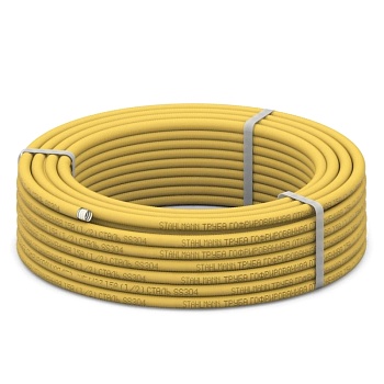Труба гофр нерж SS304 желт 15A Ру15 (30м) отожжен газ STAHLMANN SP3041502030