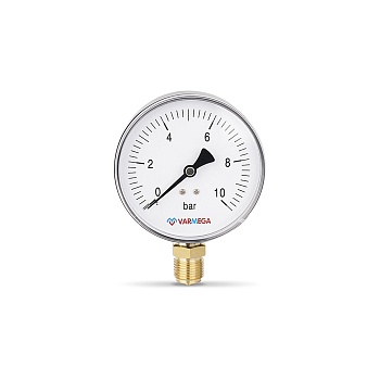 Манометр радиальный Varmega VMMT10-101004, диаметр 100 мм, 10 бар, 1/2"