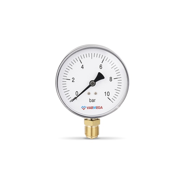 Манометр радиальный Varmega VMMT10-101004, диаметр 100 мм, 10 бар, 1/2"
