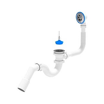 Сифон д/ванны труб проб/цеп 1 1/2"x40 пер/тр 45гр 40/50 нерж/сетка АНИ Пласт E151