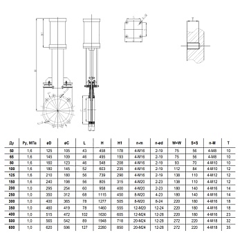 Задвижка шибер чуг м/фл Ду125 Ру16 2/ст пн/п NBR 1130P Benarmo