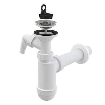 Сифон умыв бут лит/вып 1 1/4"x40 пр/тр 40 отв нерж/сетка Alca A41P