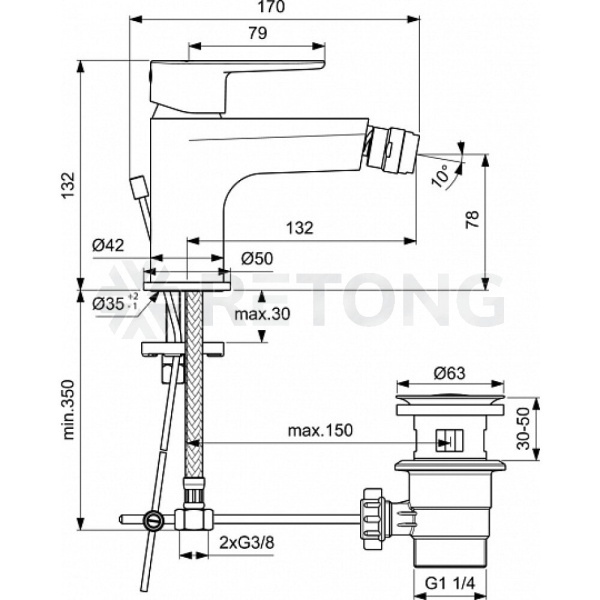 Смес/биде CERAFINE O однор лит/изл дон/кл Ideal Standard BC498AA