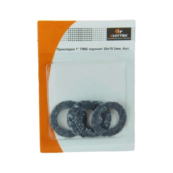 Прокладка паронит ПМБ Ду20 (3/4") 24х14мм h=2мм 10шт блистер Симтек 10-0030