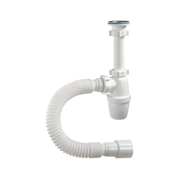 Сифон умыв бут 1 1/4"x40 гофр 40х40/50 нерж/сетка Орио А-32059