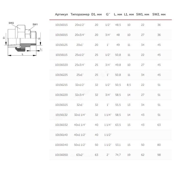 Муфта PP-R сер комб разъем Дн25х1/2" НР VALFEX 10156115Г