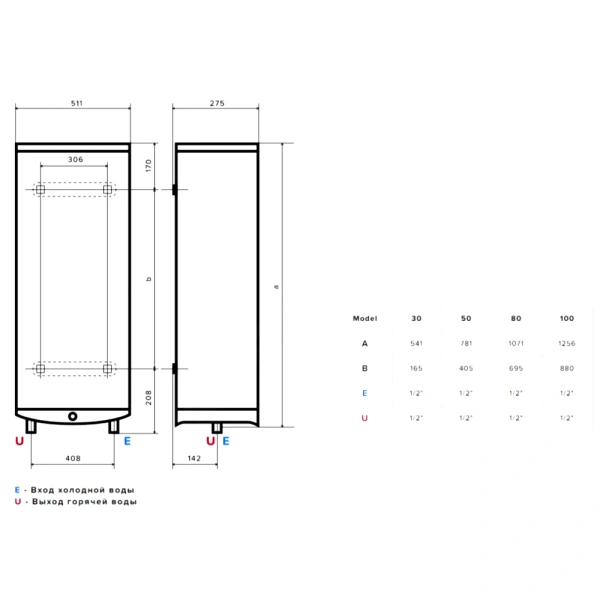 Водонагр эл накоп 100л верт ABS VLS PRO INOX R 100 Ariston 3700688