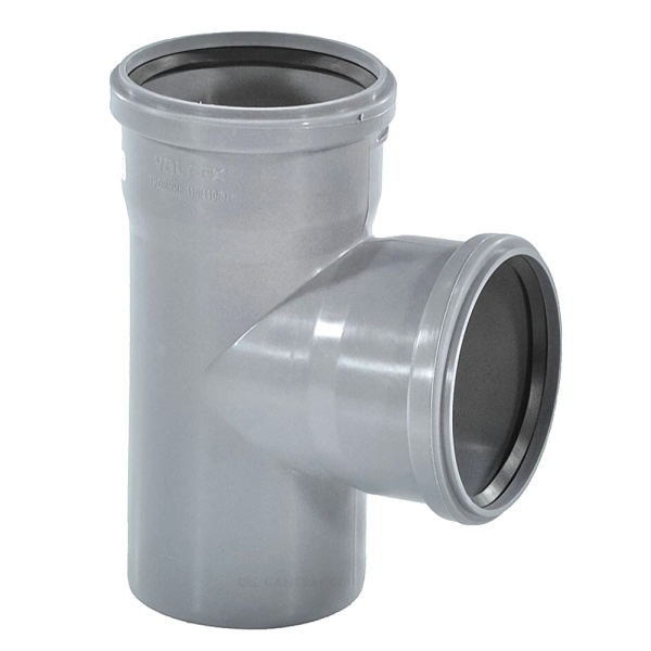 Тройник PP-H сер б/н Дн110х110х87,5гр в/к BASE VALFEX 24110110